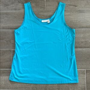 Chico’s Size 2 Teal Blue Stretch Tank Top Nylon Spandex Blend